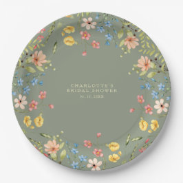 Farbige Wildblumen Sage Garden Brautparty Pappteller