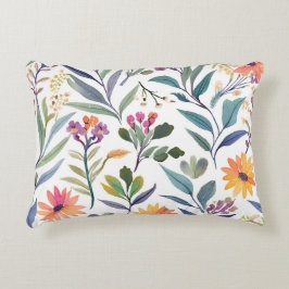 Farbige Wildblumen | Schöne Florale Aquarellmalere Dekokissen