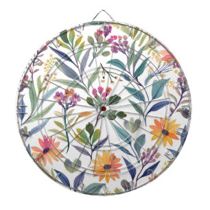 Farbige Wildblumen   Schöne Florale Wasserfarbe Dartscheibe