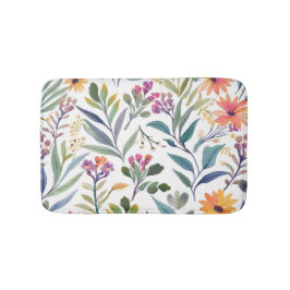 Farbige Wildblumen | Schöne florale Wasserfarben Badematte