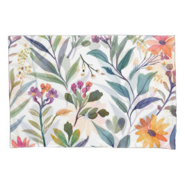 Farbige Wildblumen | Schöne florale Wasserfarben Kissenbezug