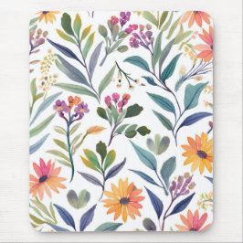 Farbige Wildblumen | Schöne florale Wasserfarben Mousepad