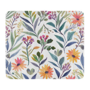 Farbige Wildblumen   Schöne florale Wasserfarben Schneidebrett