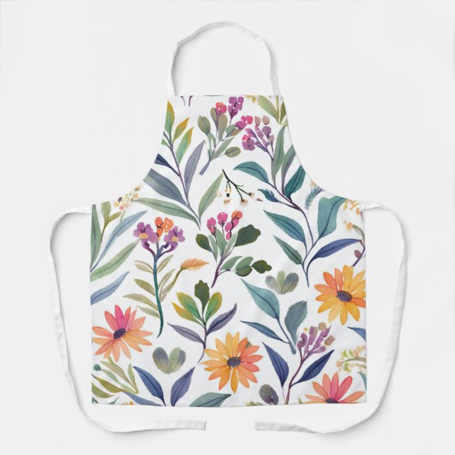 Farbige Wildblumen | Schöne florale Wasserfarben Schürze (Vorderseite)