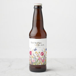 Farbige Wildblumen Set für Lebensmittel und Geträn Bierflaschenetikett