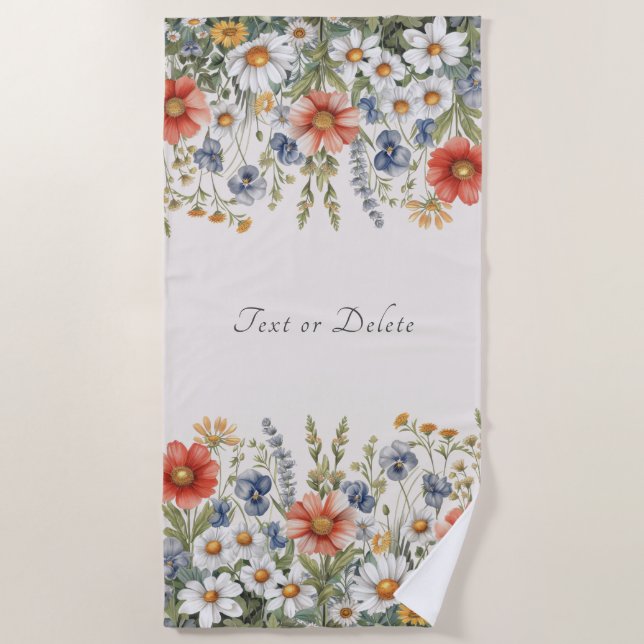 Farbige Wildblumen Strandtuch (Vorderseite)