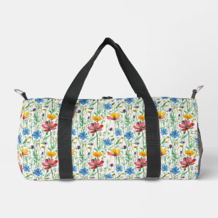 Farbige Wildblumen und grünes Gras Duffle Bag