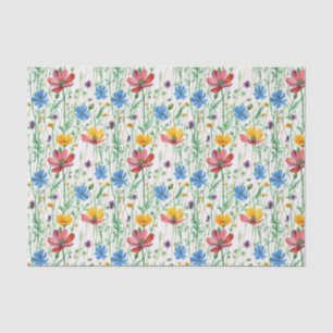 Farbige Wildblumen und grünes Gras Seidenpapier