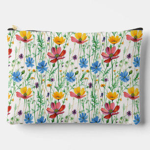Farbige Wildblumen und grünes Gras Zubehörtasche