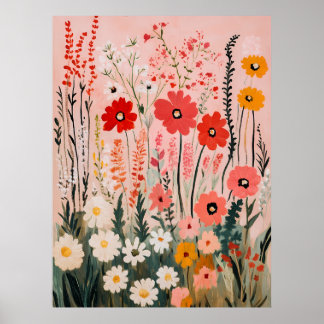 Farbige Wildblumenfeldmalerei Poster