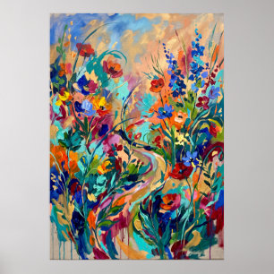 Farbige Wildblumengarten Poster
