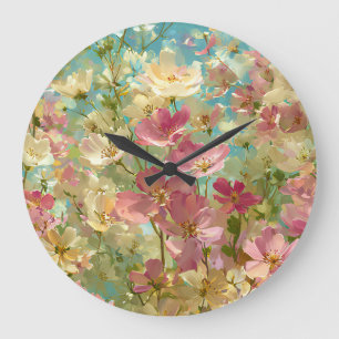 Farbige Wildblumenwiesen 3 Große Wanduhr