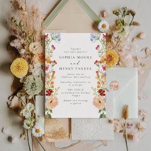 Farbige Wilde Blumen Hochzeit Einladung