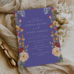 Farbige Wilde Blumen Lila Hochzeit Einladung