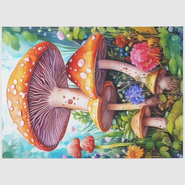 Farbige Wilde Pilze Tissue-Papier Seidenpapier (Vorderseite)