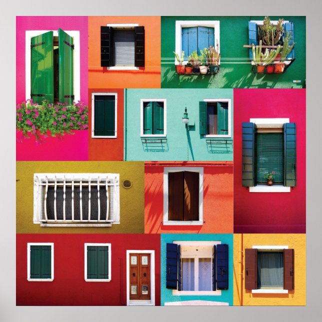 Farbige Windows-Sammlung Burano Insel Italien Poster (Vorne)