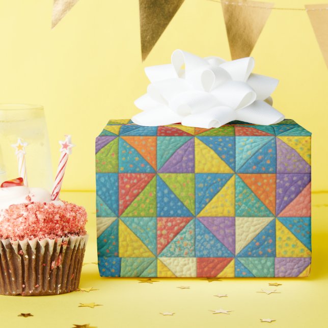 Farbige Windrad-Quilt-Design Geschenkpapier (Geburtstagsparty)