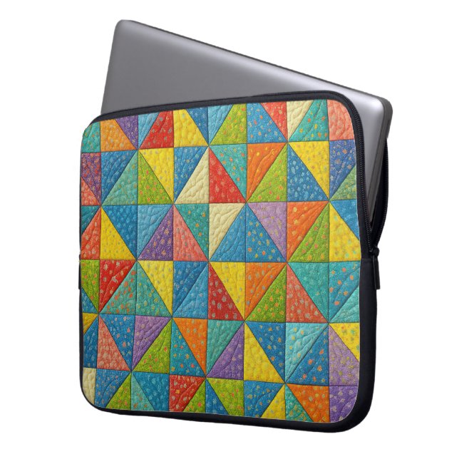 Farbige Windrad-Quilt-Design Laptopschutzhülle (Vorderseite Links)