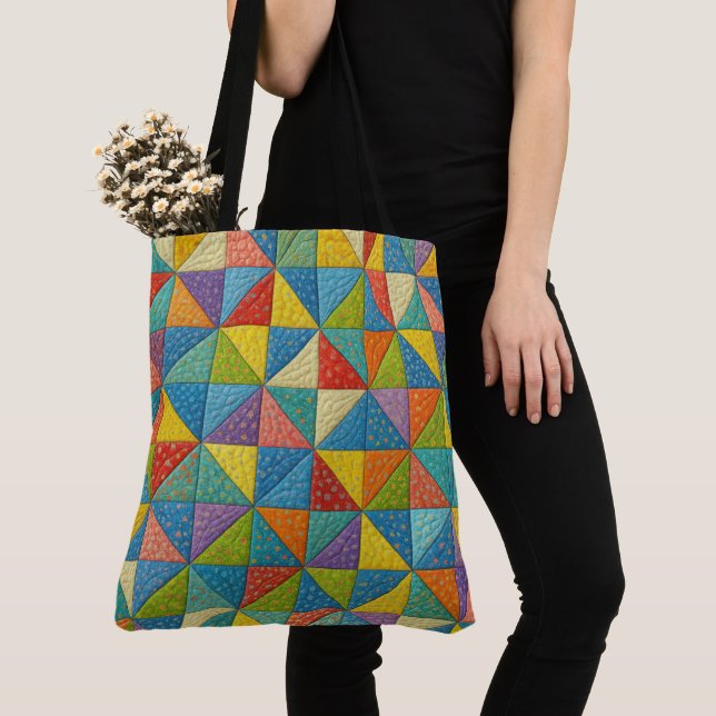Farbige Windrad-Quilt-Design Tasche (Von Nahem)