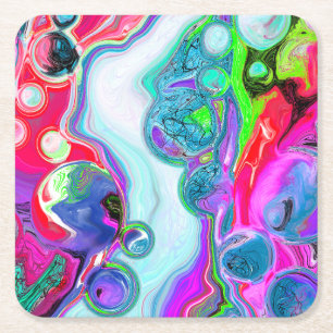 Farbige Wirbel Abstrakte Blasen Fluid Art Rechteckiger Pappuntersetzer