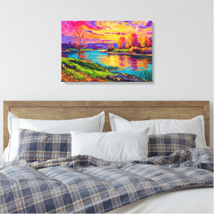 Farbige Wirbelnde Sonnenuntergangs-Fluss-Textur-Le Leinwanddruck