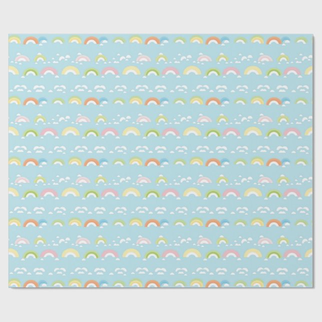 Farbige Wolke und Regenbogen Nahtlos Geschenkpapier (Flach)