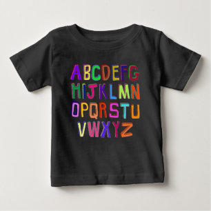 Farbige Wonky-Alphabet-Buchstaben Baby T-shirt