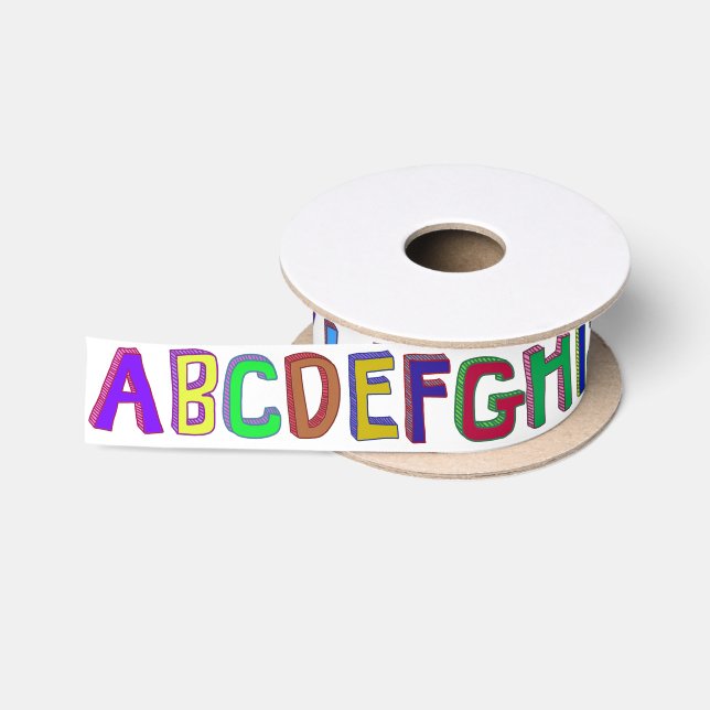 Farbige Wonky-Alphabet-Buchstaben Satinband (Spule)