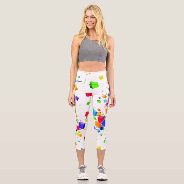 Farbige Würfel 1 Capri Leggings (Vorderseite)