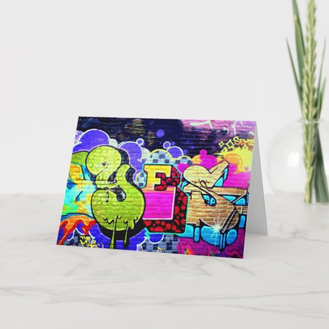 Farbige Yes Graffiti Art Note Birthday Card Karte (Vorderseite)