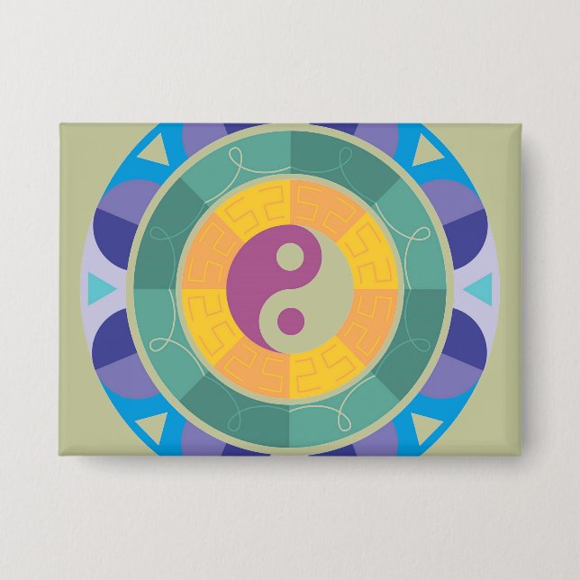 Farbige Yin-Yang-Muster Button (Vorderseite)