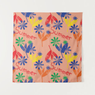 Farbige zeitgenössische Sommerblumen-Collage mit h Wandteppich