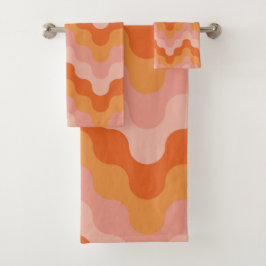 Farbige Zickzack (rosa und orange) Badhandtuch Set