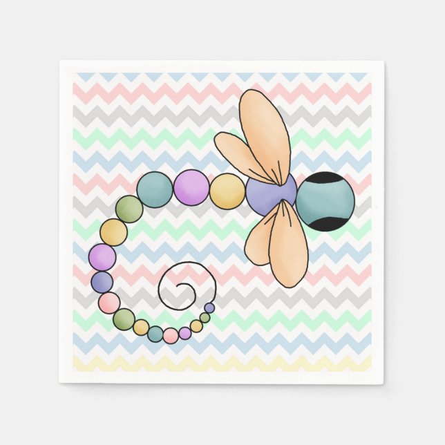 Farbige Zickzack und Dragonfly Paper Napkins Serviette (Vorderseite)