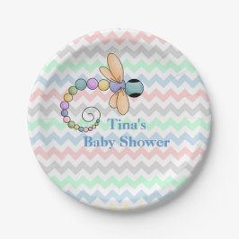 Farbige Zickzack und Dragonfly-Papierplatte Pappteller