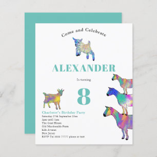 Farbige Ziegen Wasserfarbe Geburtstagsparty