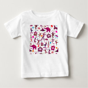 farbige Zirkusfiguren auf Weiß Baby T-shirt