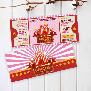 Farbige Zirkusticket-Einladung für Paarbaby-Party Einladung
