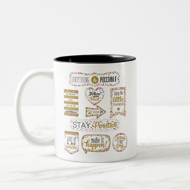 Farbige Zitate der Inspiration Zweifarbige Tasse (Links)