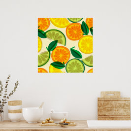 Farbige Zitrusfrüchte im Sommer Früchte l Orange l Poster