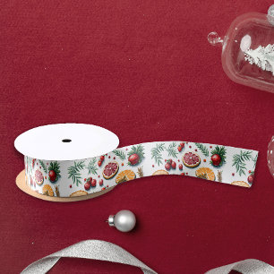 Farbige Zitrusfrüchte Weihnachtsplätzchen Muster Satinband