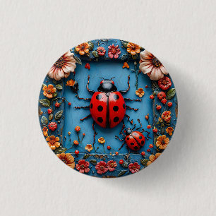 Farbiger 3D-Marienkäfer Button