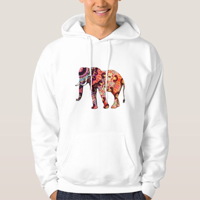 Farbiger abstrakter Elefant Hoodie (Vorderseite)