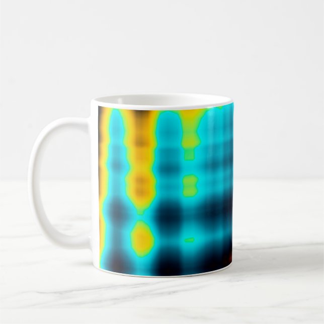 Farbiger abstrakter geometrischer Hintergrund mit  Kaffeetasse (Links)