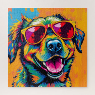 Farbiger abstrakter Hund mit Sonnenbrille