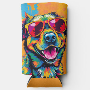 Farbiger abstrakter Hund mit Sonnenbrille Selters Dosenkühler