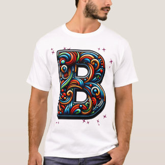 Farbiger Abstrakter Swirl-Buchstabe "B" T-Shirt
