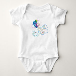 Farbiger Abstrakter Verzierter Vogel Baby Strampler