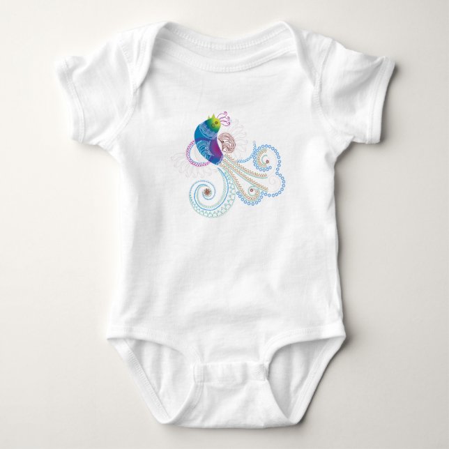 Farbiger Abstrakter Verzierter Vogel Baby Strampler (Vorderseite)