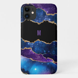 Farbiger Achat-Look mit goldenem Glitter-Monogramm Case-Mate iPhone Hülle